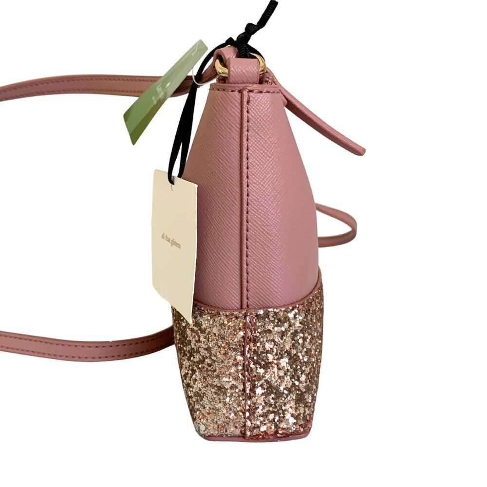 Kate Spade Dusty Pink Ramsey Glitter Crossbody Bag Saffiano Style NWT - Picture 5 of 10